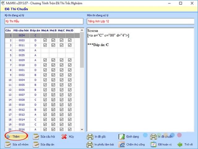 Thêm câu hỏi trắc nghiệm bằng phần mềm Mcmix