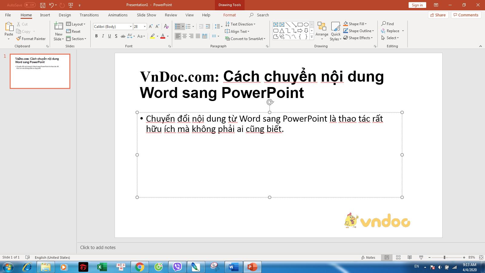 Cách chuyển nội dung Word sang PowerPoint 2010 trở lên