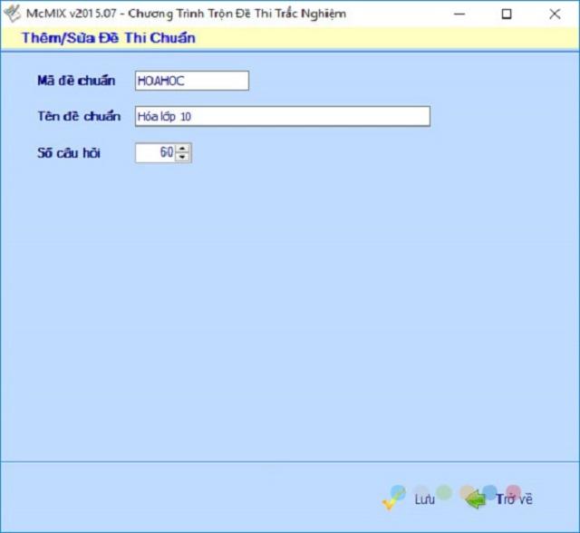 Thêm, sửa chữa đề thi chuẩn trong phần mềm Mcmix