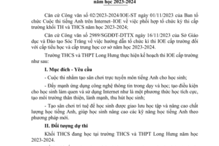 Kế Hoạch Tổ chức Cuộc thi Olympic tiếng Anh trên Internet (IOE) cấp trường năm học 2023-2024